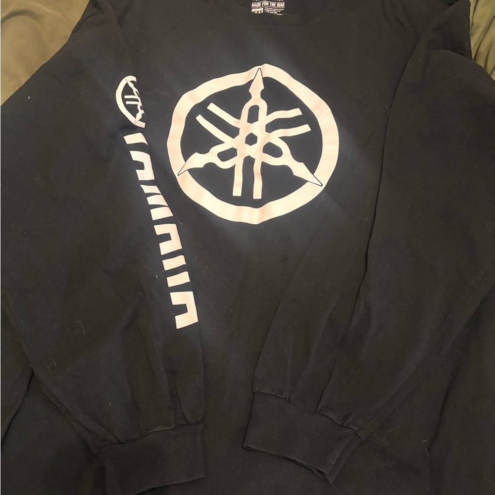Factory Effex Black Graphic Tee with White Yamaha Label Print